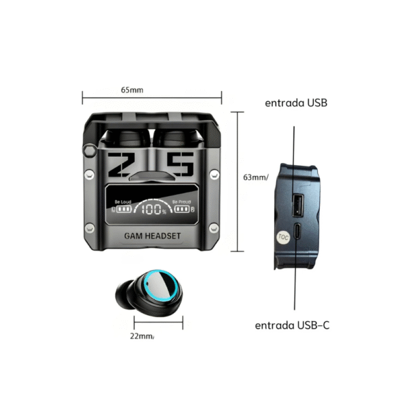 Fone Bluetooth Gamer M25 | TWS | Touch Control | Com Microfone - Image 7