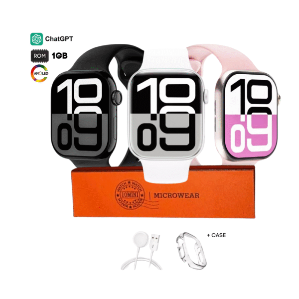 Microwear W10 Mini 42mm | 1GB | Serie 10 | Amoled | NFC | Ciclo Feminino | Chat GPT | Tradutor