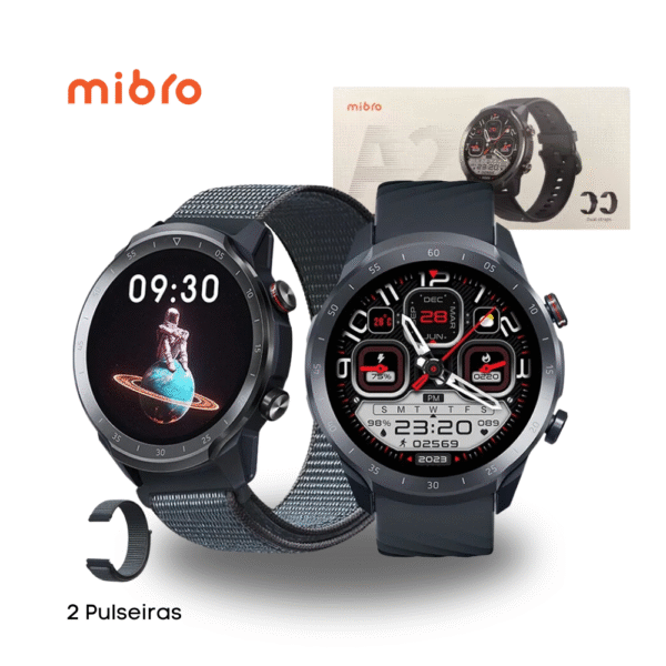 Mibro A2 | Bateria 10 dias | Tela 1.3Ultra HD | 2 Pulseiras