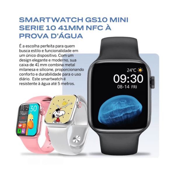 GS10 Mini 41mm  Series 10  Super Amoled IP68 | 2 Pulseiras - Imagem 2