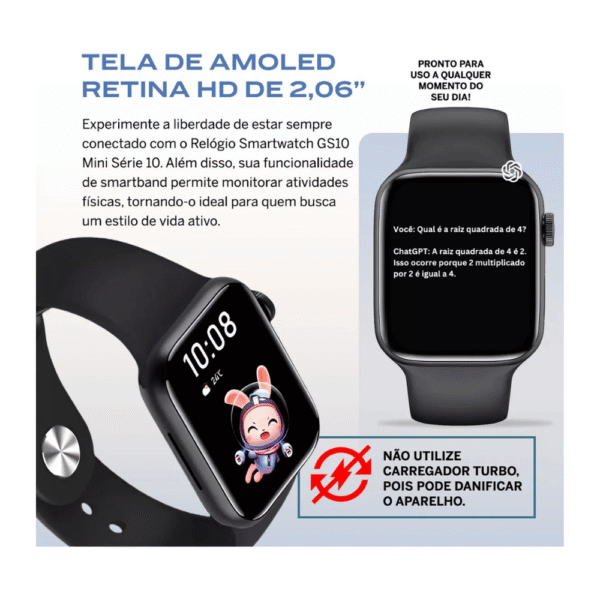 GS10 Mini 41mm  Series 10  Super Amoled IP68 | 2 Pulseiras - Imagem 5