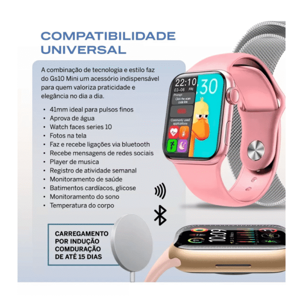 GS10 Mini 41mm  Series 10  Super Amoled IP68 | 2 Pulseiras - Imagem 4