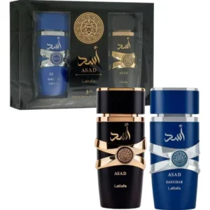 Kit Lattafa Asad + Asad Zanzibar Masculino 5th Anniversary Edition Eau de Parfum 100 x 2pc