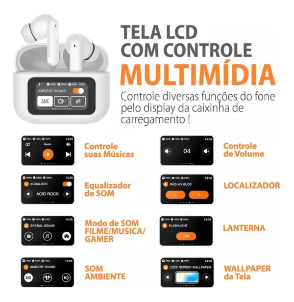 Fone Bluetooth TOUCH Com tela e 1GB Armazenamento Mp3 - Imagem 2