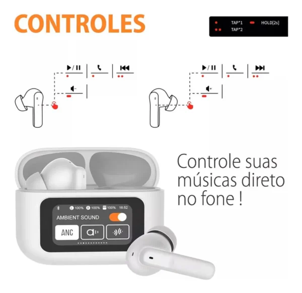 Fone Bluetooth TOUCH Com tela e 1GB Armazenamento Mp3 - Imagem 3